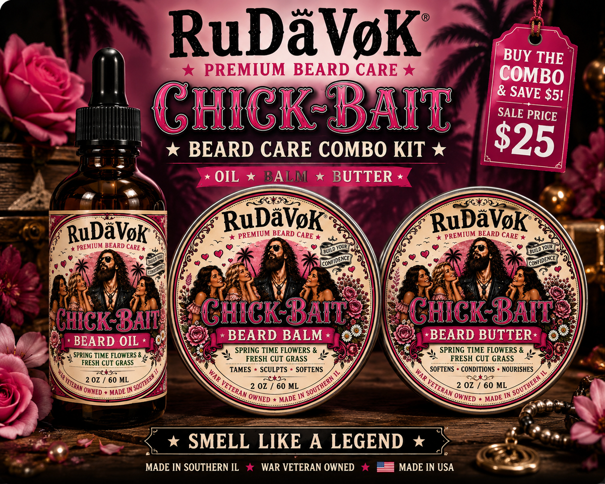 RuDaVoK Premium Beard Oil, Balm & Butter Combo