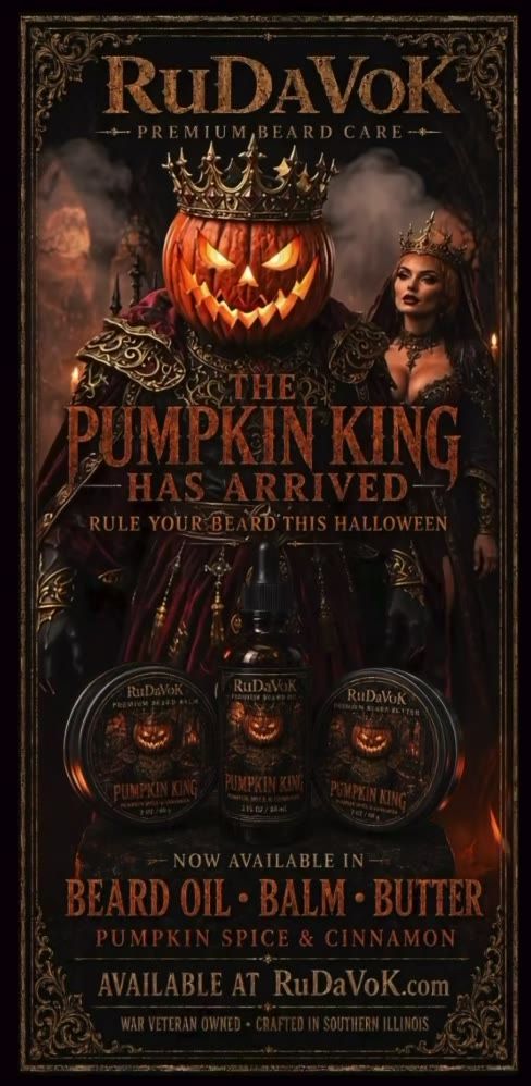 The Pumpkin King Has Arrived poster — the crowned Pumpkin King of RuDaVoK's Halloween season